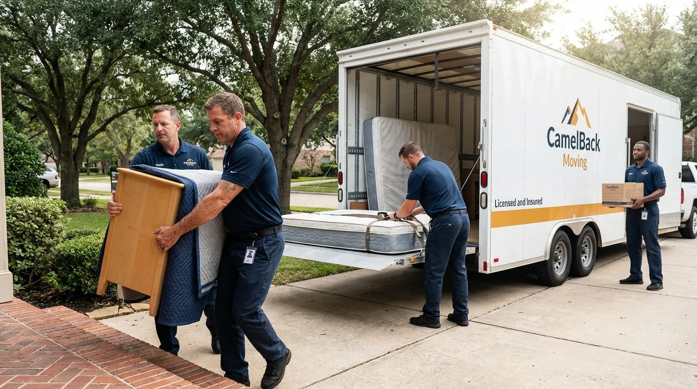 Crew loading residential truck for cross-state move from Pierce City, MO