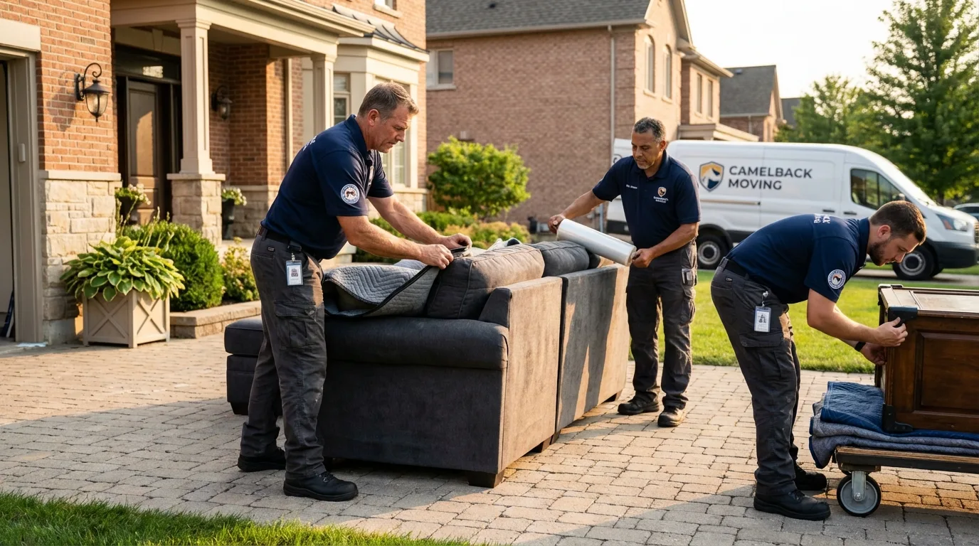 Large estate moving crew wrapping furniture in Pierce City, MO