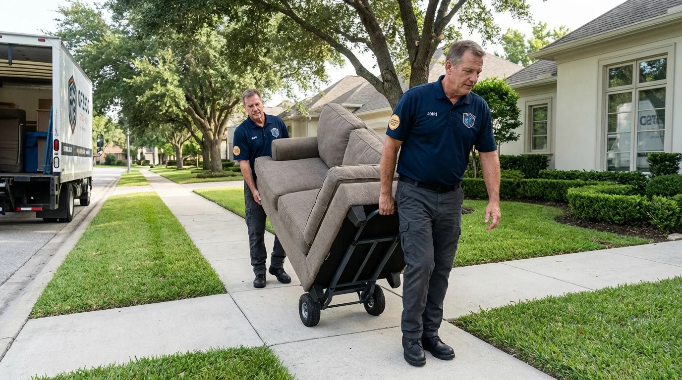 Local residential moving crew loading furniture in Pierce City, MO